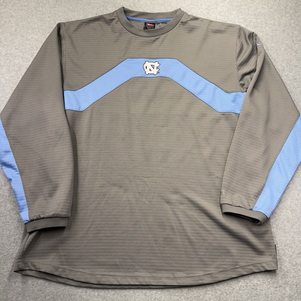 Y2K Nike North Carolina Tar Heels Dri-FIT Gray/Blue Long Sleeve Shirt Men's XL